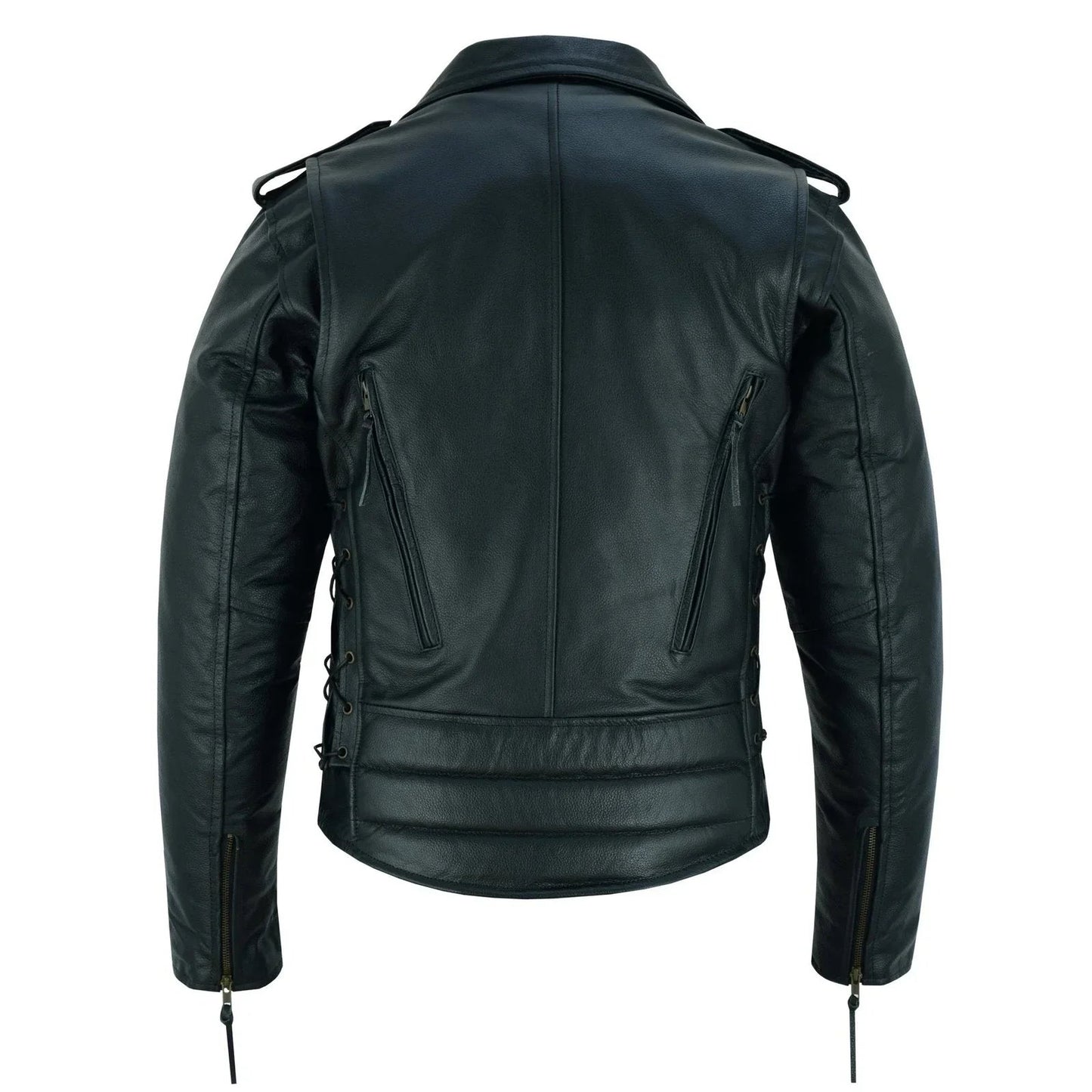 men's cool rider black vented premium leather motorcycle jacket
