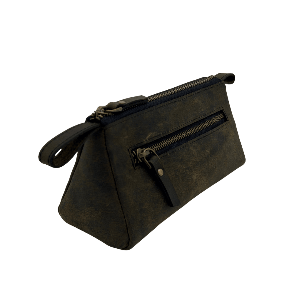 premium leather cosmetic makeup bag | luxury small travel pouch