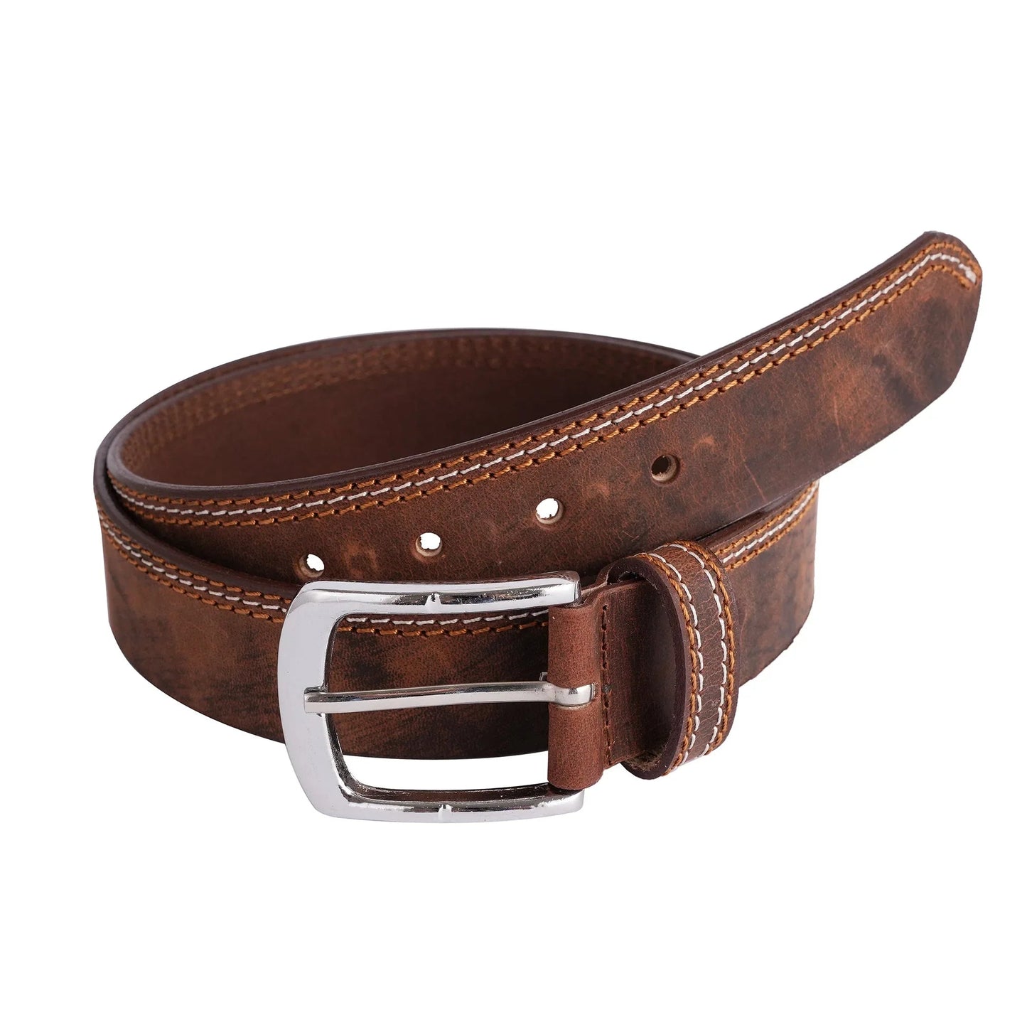 leather belts for men – genuine triple stitch casual belt by gallanto