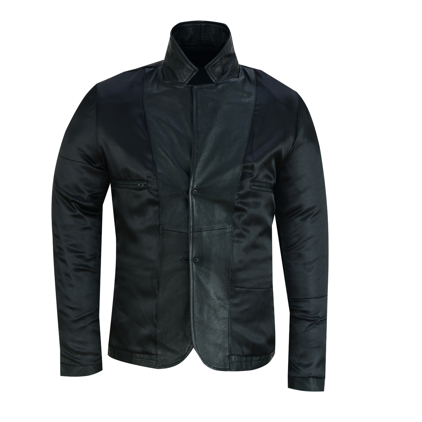 men blazer leather – classic 2 button genuine leather blazer jacket