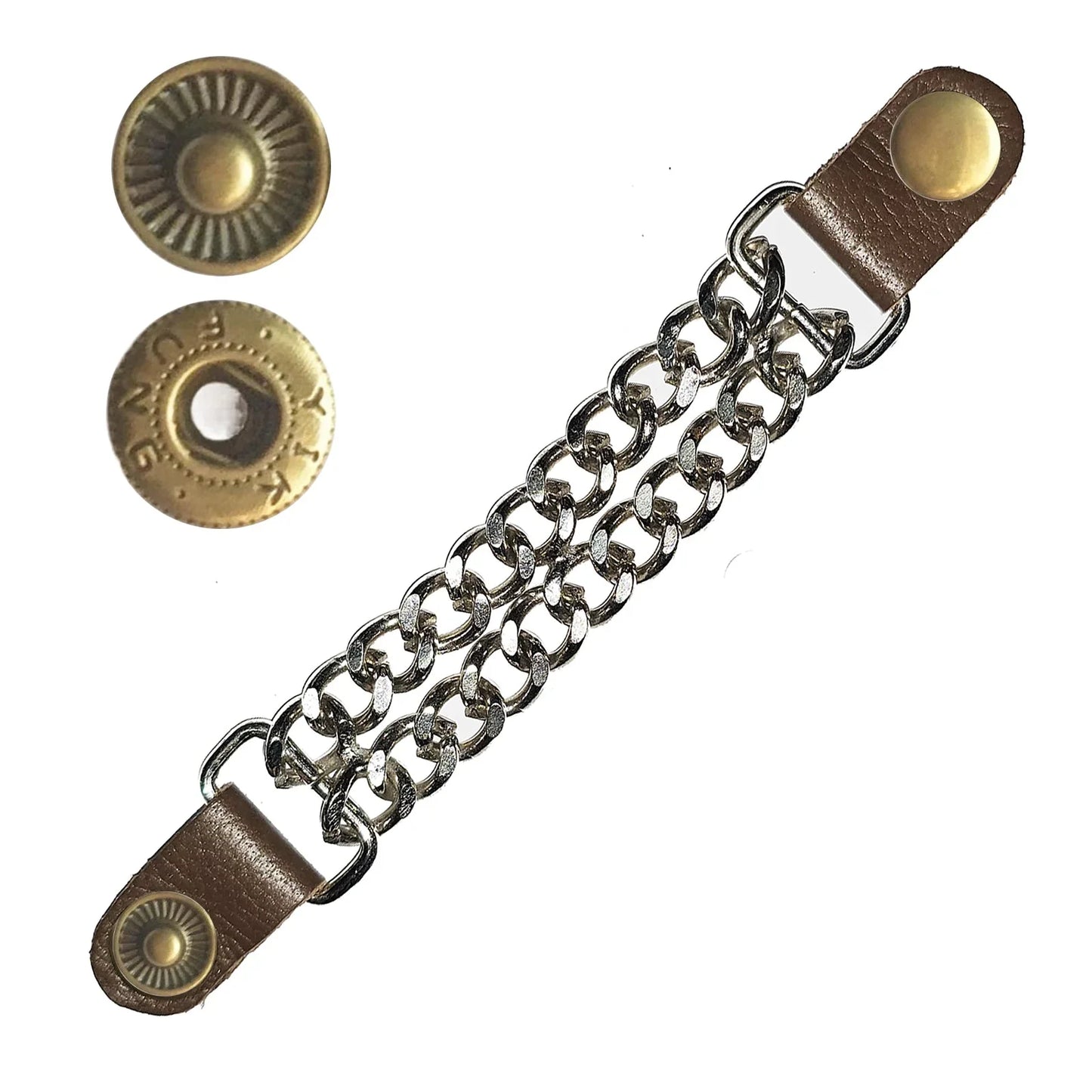 premium chain vest extenders with leather and silver chain