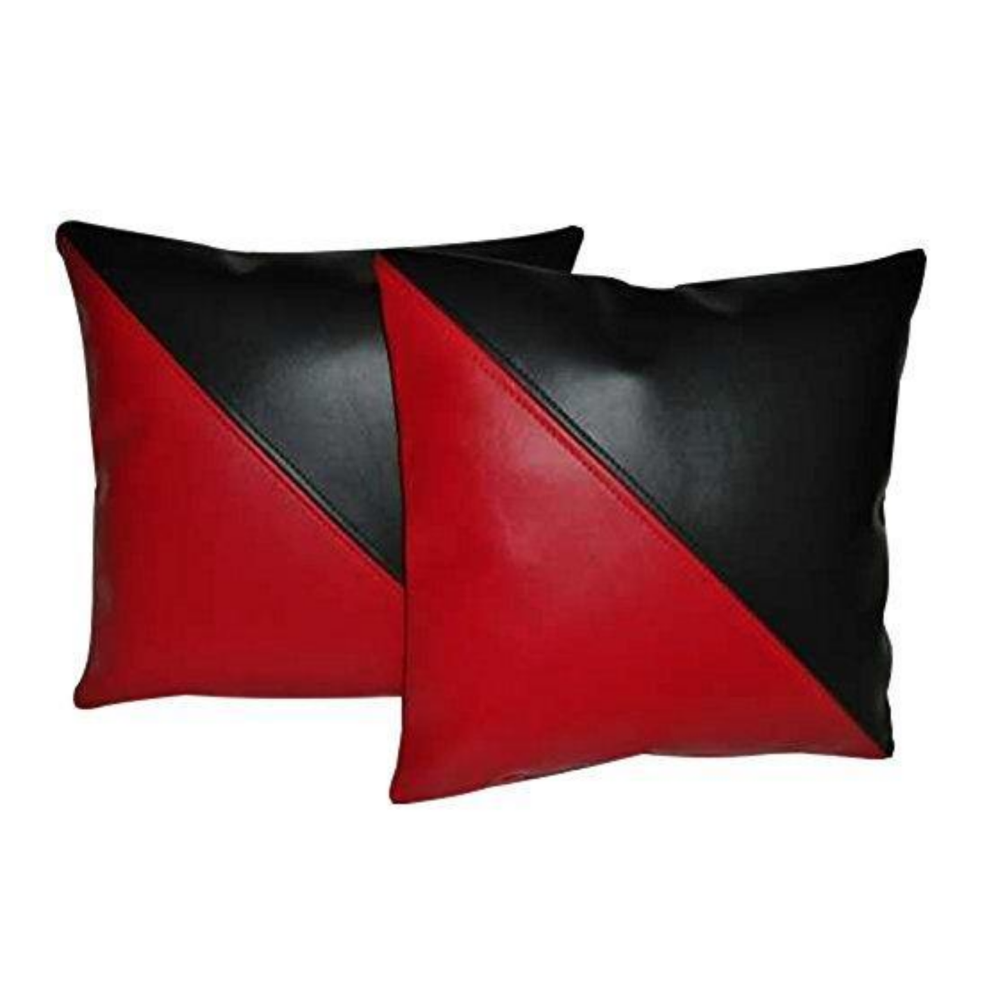 cushion covers black with genuine leather triangle print design