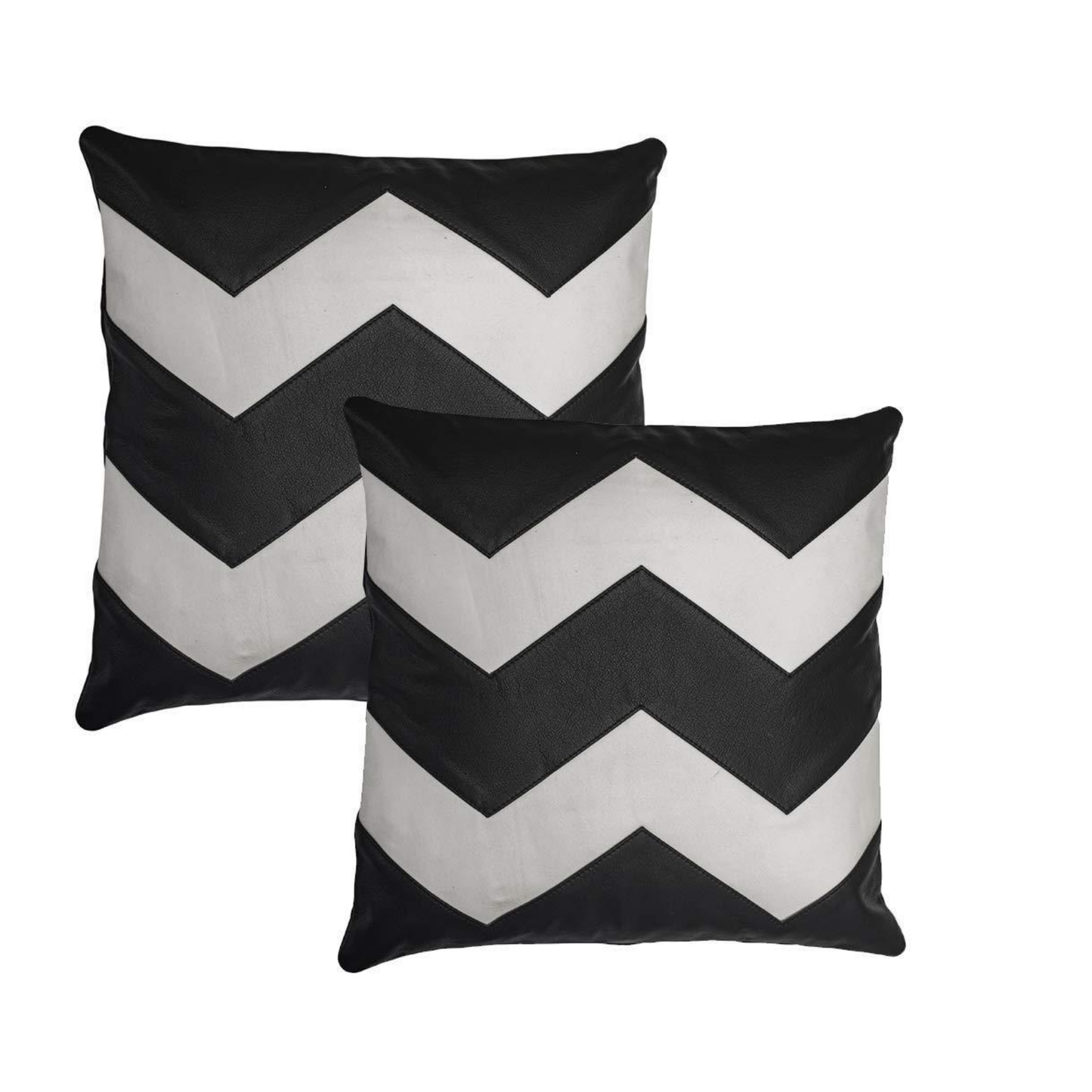 zigzag design leather cushion covers-set of 2