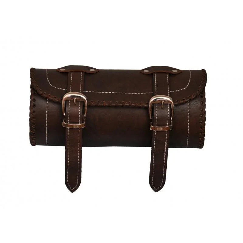 vintage brown small tool bag – retro leather motorcycle storage bag
