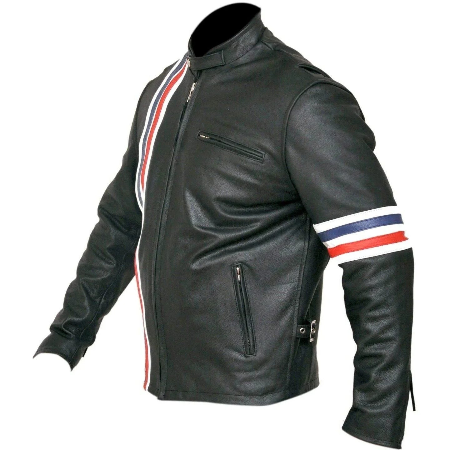 easy rider striped leather jacket in premium cowhide for riders