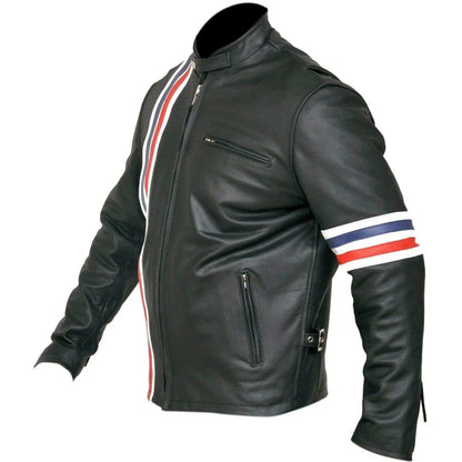 Easy Rider Striped Leather Jacket in Premium Cowhide for Riders
