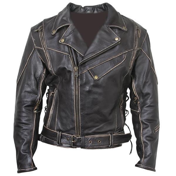 leather biker jacket – men's antique brown rub-off cowhide motorcycle jacket