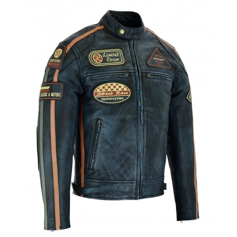 wax leather british motor jacket for men