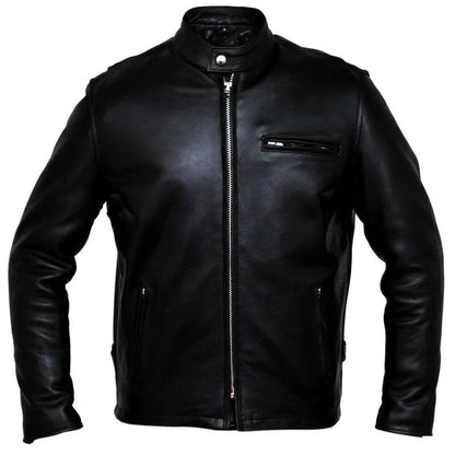Classic Racer Biker Leather Jacket in Genuine Leather