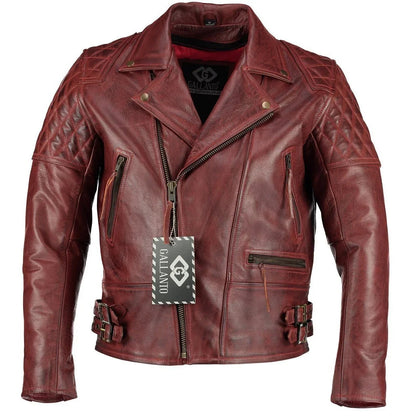 Classic Diamond Motorcycle Men's  Leather Biker Jacket