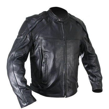 Men’s Black Naked Cowhide Leather Motorcycle Jacket