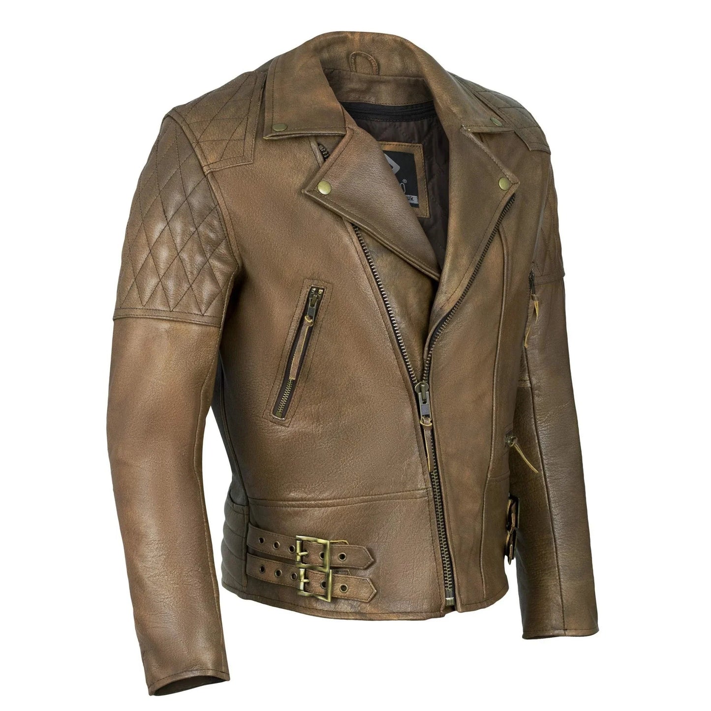 classic diamond motorcycle men's  leather biker jacket