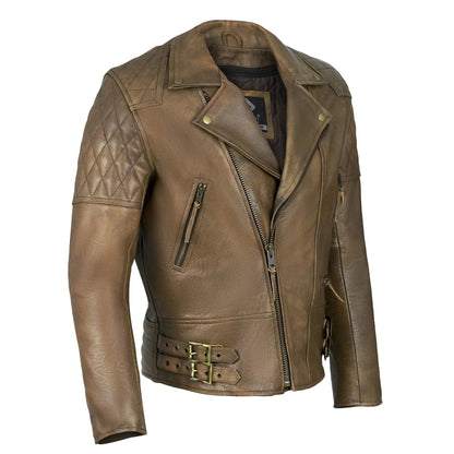 Classic Diamond Motorcycle Men's  Leather Biker Jacket