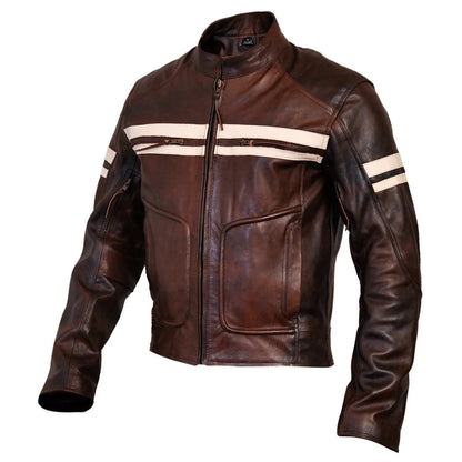 Roma Distressed Cruiser Jacket Leather Motorcycle  for Men