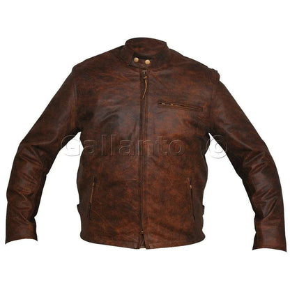 Classic Racer Biker Leather Jacket in Genuine Leather