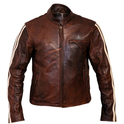 Leather Jacket Biker Jacket – Tivoli Retro Brown Cruiser Leather Jacket