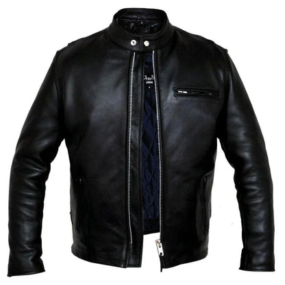 Classic Racer Biker Leather Jacket in Genuine Leather