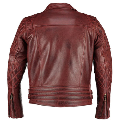 Classic Diamond Motorcycle Men's  Leather Biker Jacket