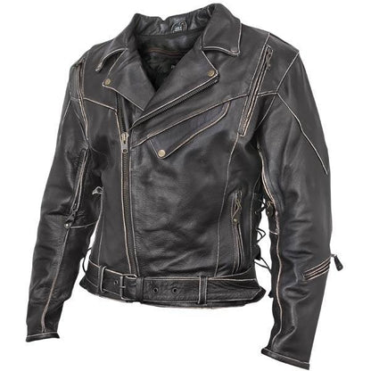 Leather Biker Jacket – Men's Antique Brown Rub-Off Cowhide Motorcycle Jacket