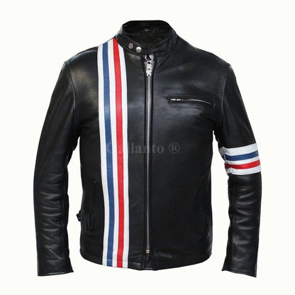 Easy Rider Striped Leather Jacket in Premium Cowhide for Riders