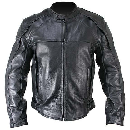 Men’s Black Naked Cowhide Leather Motorcycle Jacket