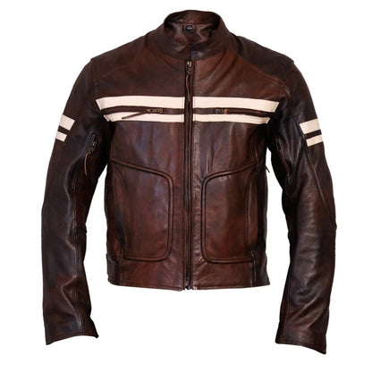 Roma Distressed Cruiser Jacket Leather Motorcycle  for Men