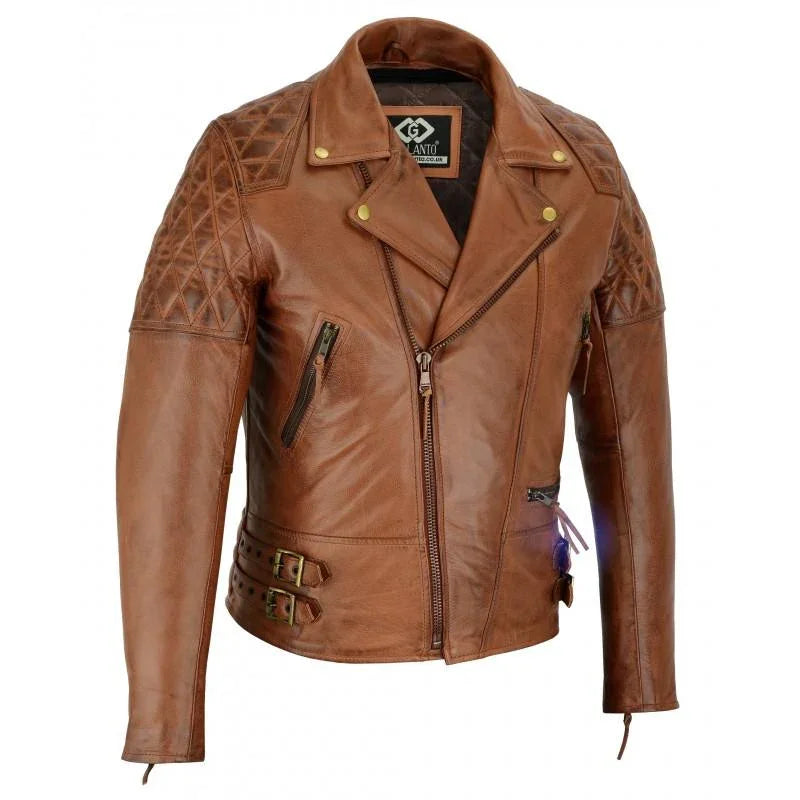 leather biker jackets men's- 2 toned premium classic riding jacket