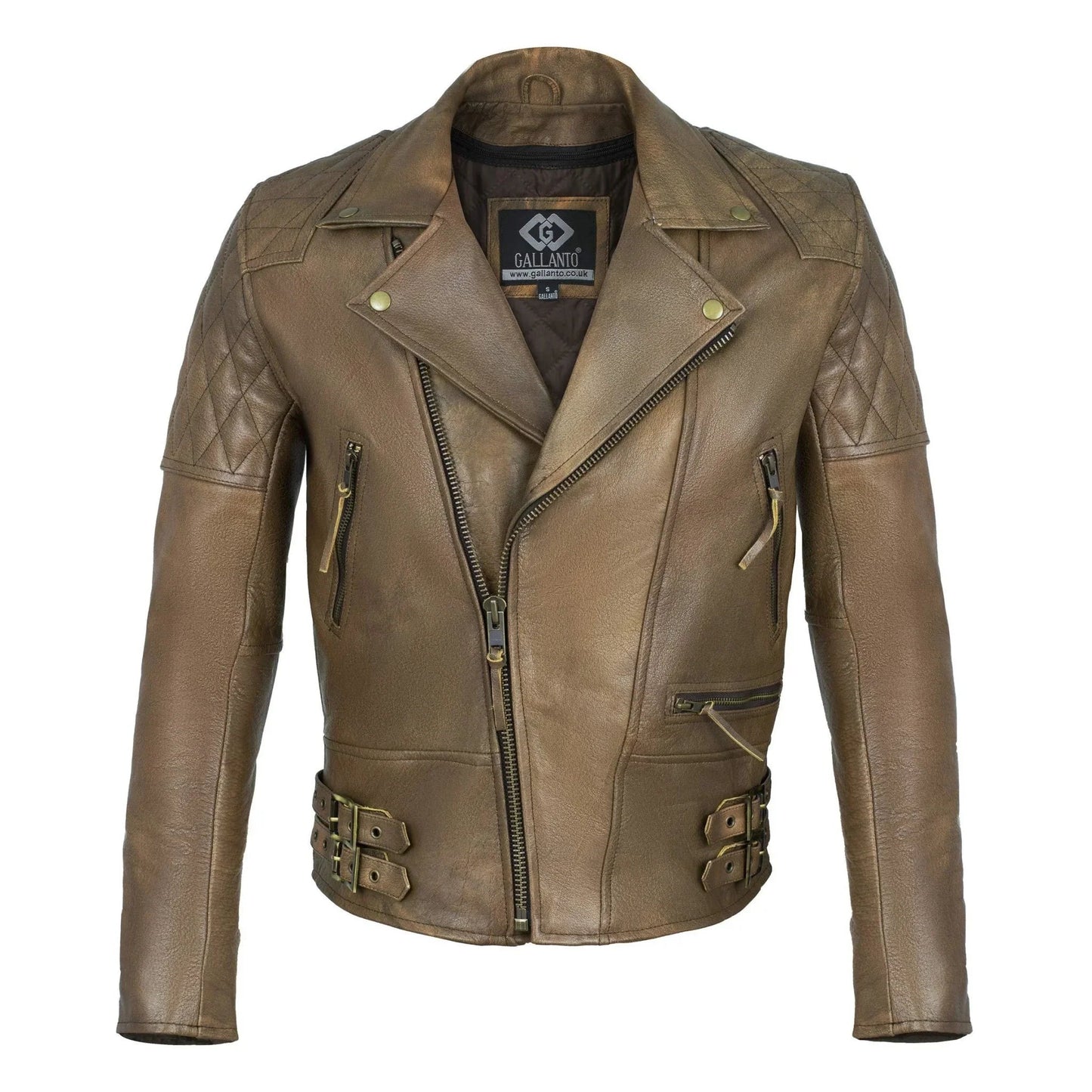 classic diamond motorcycle men's  leather biker jacket
