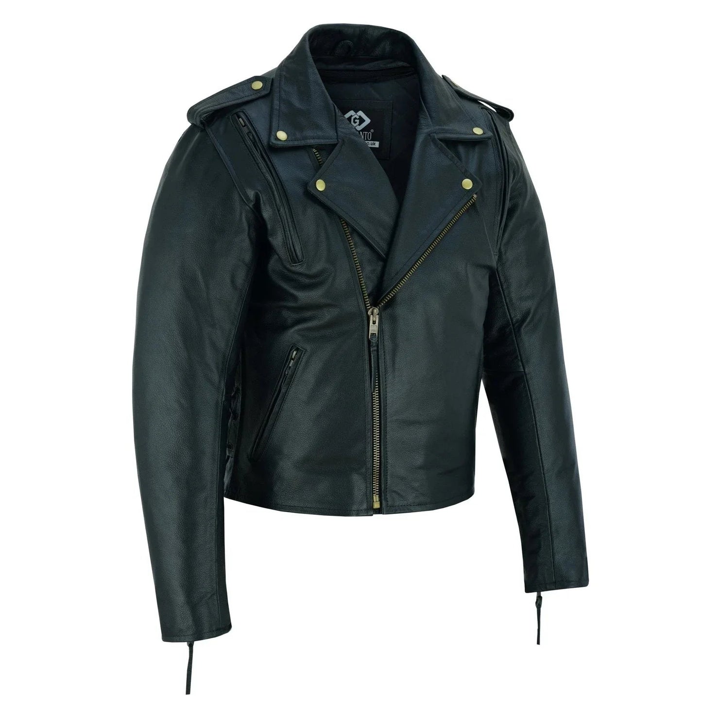men's cool rider black vented premium leather motorcycle jacket