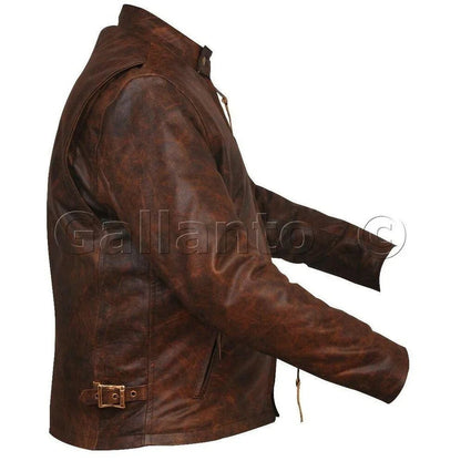 Classic Racer Biker Leather Jacket in Genuine Leather