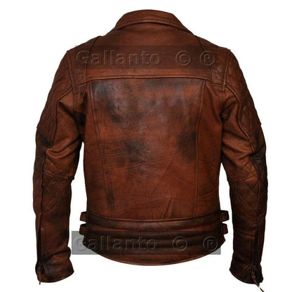 Classic Diamond Motorcycle Men's  Leather Biker Jacket