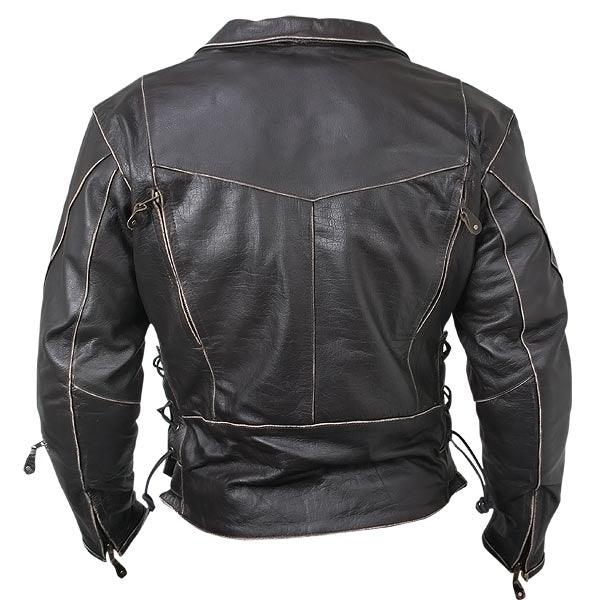 leather biker jacket – men's antique brown rub-off cowhide motorcycle jacket