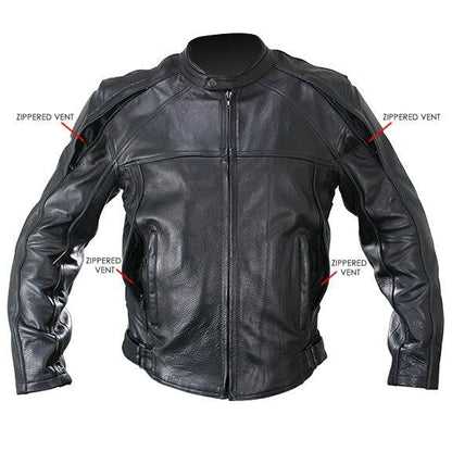 Men’s Black Naked Cowhide Leather Motorcycle Jacket