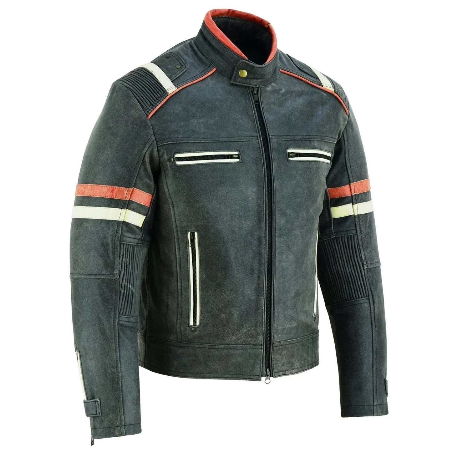 leather jacket ireland stonewash grey café racer for men
