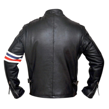 Easy Rider Striped Leather Jacket in Premium Cowhide for Riders
