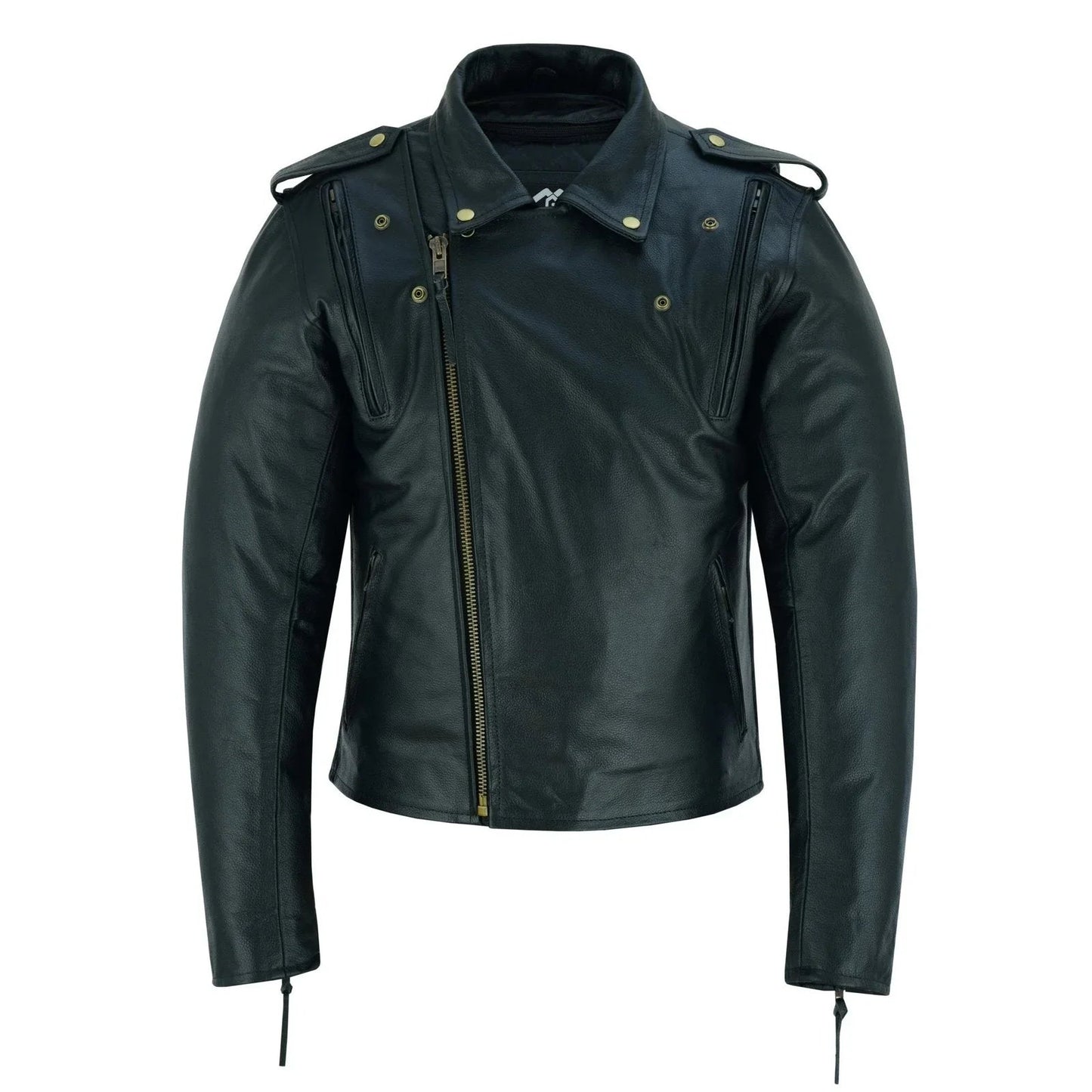 men's cool rider black vented premium leather motorcycle jacket