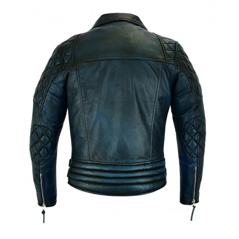 leather biker jackets men's- 2 toned premium classic riding jacket