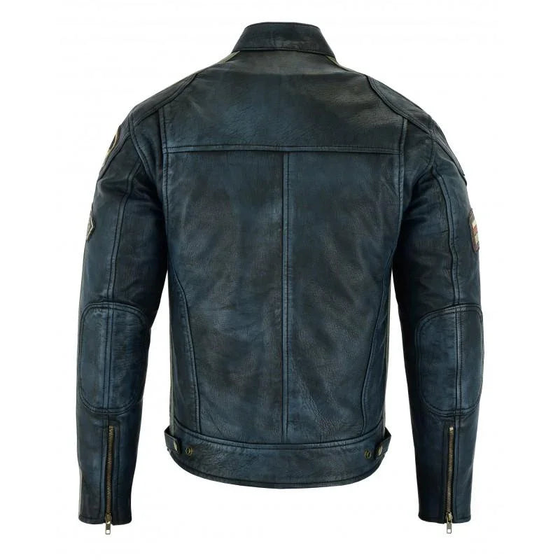 wax leather british motor jacket for men