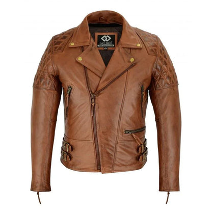 Leather Biker Jackets Men's- 2 Toned Premium Classic Riding Jacket