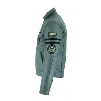 Men's Biker Jackets Grey Real Leather Motorcycle Jacket for Riding
