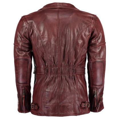 Men's Leather Biker Jacket 3/4 Length Cowhide Motorcycle Jacket