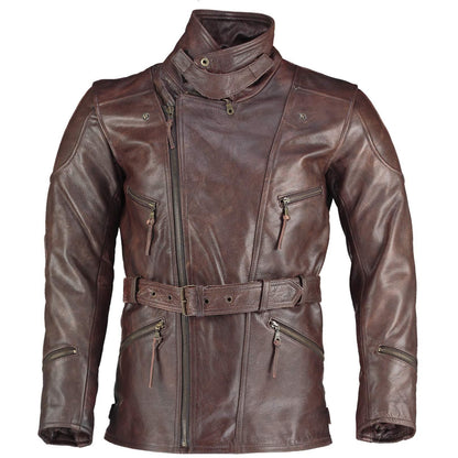 Men's Leather Biker Jacket 3/4 Length Cowhide Motorcycle Jacket