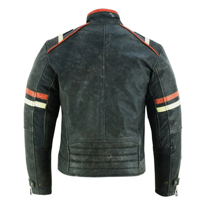 Leather Jacket Ireland Stonewash Grey Café Racer for Men