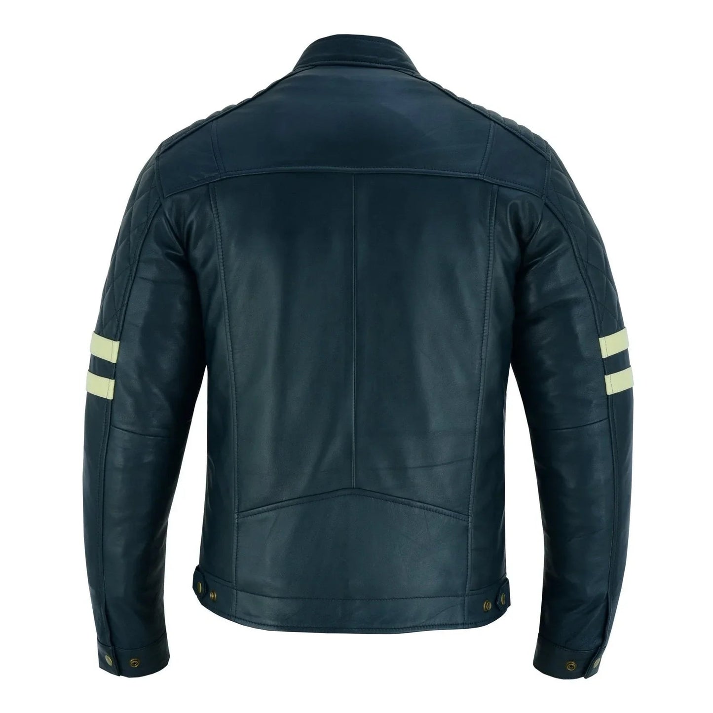motor jacket men navy cafe racer sheepskin leather biker jacket