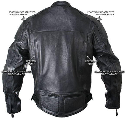 Men’s Black Naked Cowhide Leather Motorcycle Jacket