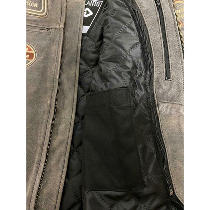 Classic British Men's Biker Jackets with Badges Motorcycle Style