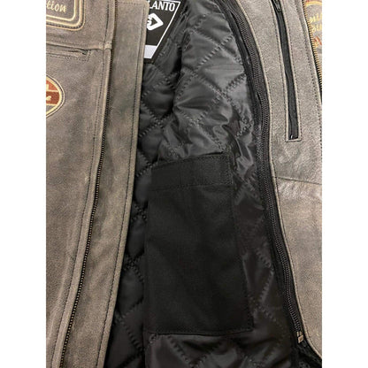 Classic British Men's Biker Jackets with Badges Motorcycle Style