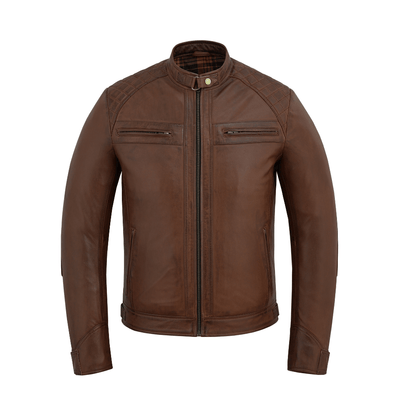 Mens Black Leather Jacket Real Leather Quilted Shoulder Design
