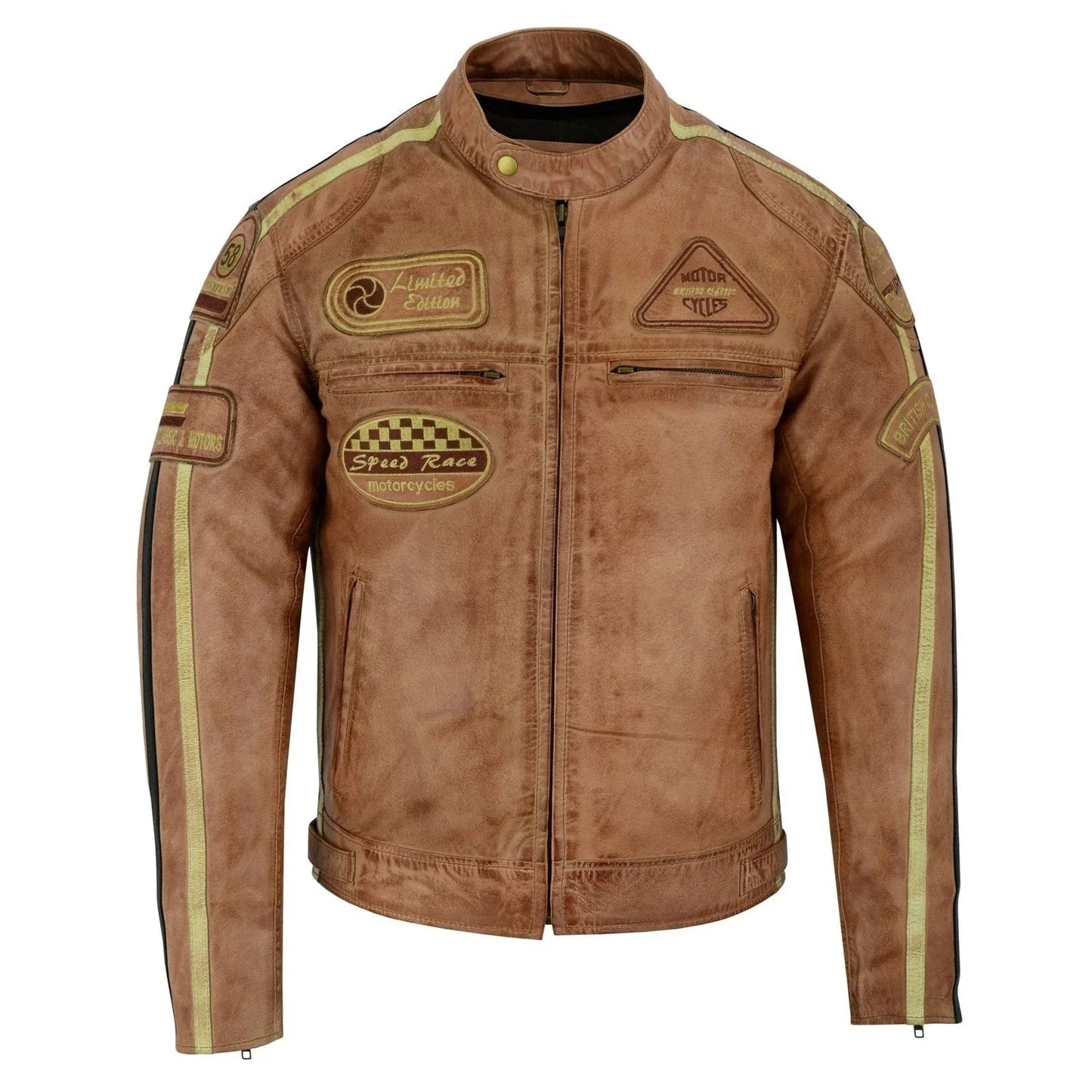 wax leather british motor jacket for men