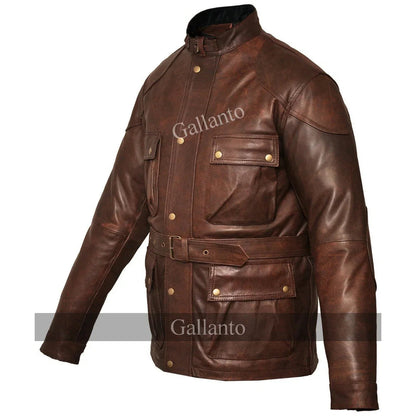 Men's Biker Jackets Benjamin Button Premium Long Leather Jacket